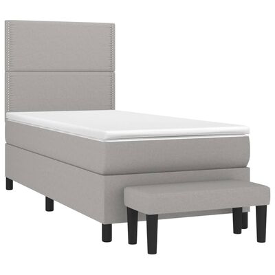 vidaXL Sommier à lattes de lit avec matelas Gris clair 90x200 cm Tissu