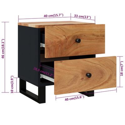 vidaXL Tables de chevet 2 pcs 40x33x46 cm Bois d'acacia massif