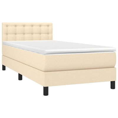 vidaXL Sommier à lattes de lit et matelas Crème 90x190 cm Tissu