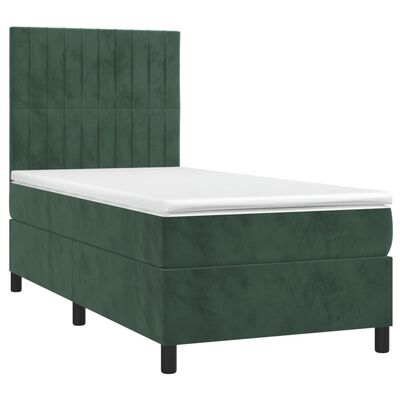 vidaXL Sommier à lattes de lit matelas LED Vert foncé 90x190cm Velours