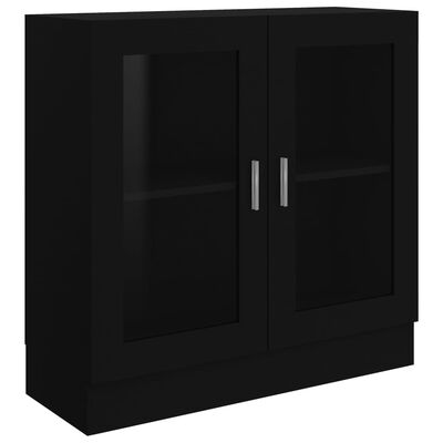 vidaXL Armoire à vitrine noir 82,5x30,5x80 cm Bois d'ingénierie