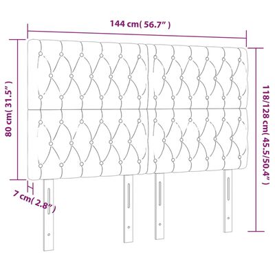 vidaXL Tête de lit à LED Vert 144x7x118/128 cm Tissu