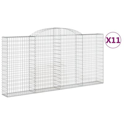 vidaXL Paniers à gabions arqués 11 pcs 300x30x140/160 cm fer galvanisé