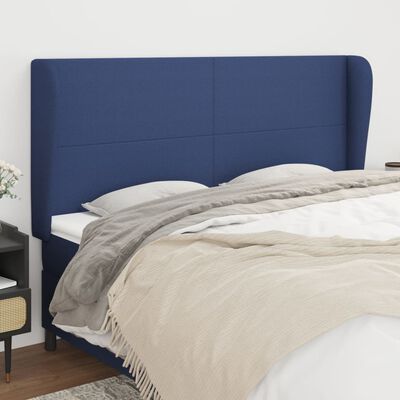 vidaXL Tête de lit avec oreilles Bleu 203x23x118/128 cm Tissu