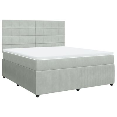 vidaXL Sommier à lattes de lit et matelas Gris clair 180x200cm Velours