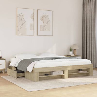 vidaXL Cadre de lit sans matelas chêne sonoma 200x200 cm