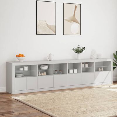 vidaXL Buffet avec lumières LED blanc 283x37x67 cm