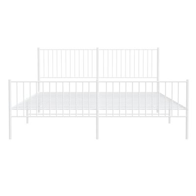 vidaXL Cadre de lit métal sans matelas et pied de lit blanc 193x203 cm