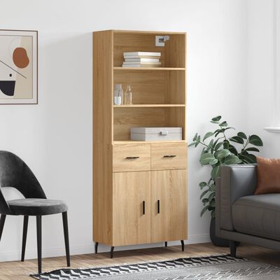 vidaXL Buffet haut Chêne sonoma 69,5x34x180 cm Bois d'ingénierie