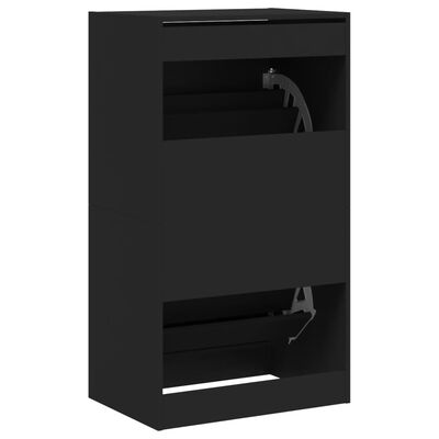 vidaXL Armoire à chaussures 2 tiroirs rabattables noir 60x42x108 cm