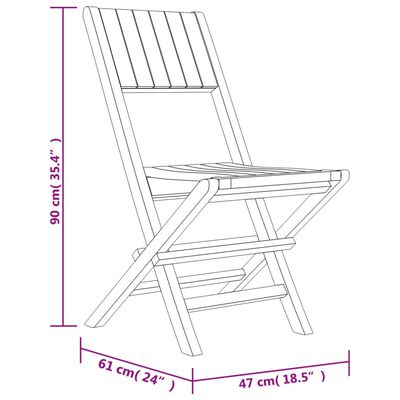 vidaXL Chaises de jardin pliantes lot de 6 47x61x90cm bois massif teck