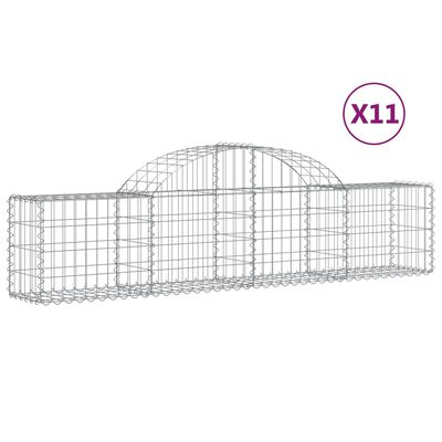 vidaXL Paniers à gabions arqués 11 pcs 200x30x40/60 cm Fer galvanisé