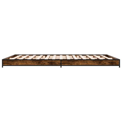 vidaXL Cadre de lit chêne fumé 140x190 cm bois d'ingénierie et métal