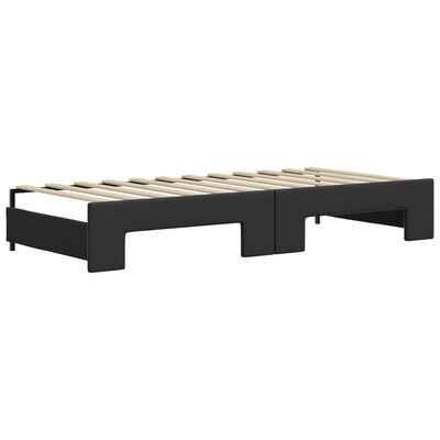 vidaXL Lit de jour avec gigogne et matelas noir 90x200 cm similicuir