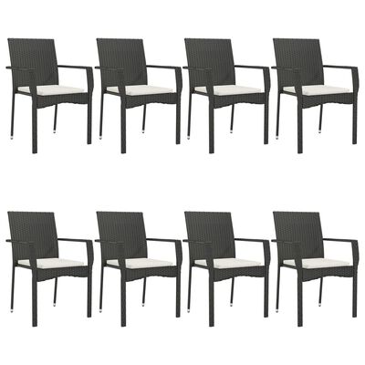 vidaXL Ensemble à manger jardin 9pcs et coussins noir résine tressée