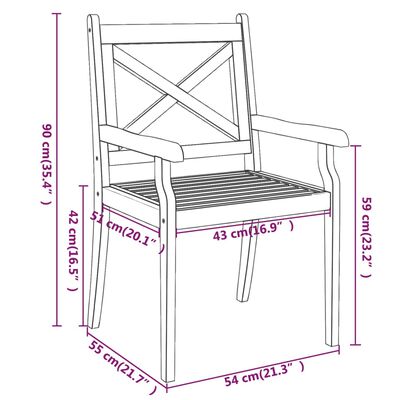 vidaXL Ensemble à manger de jardin 5 pcs Bois d'acacia solide