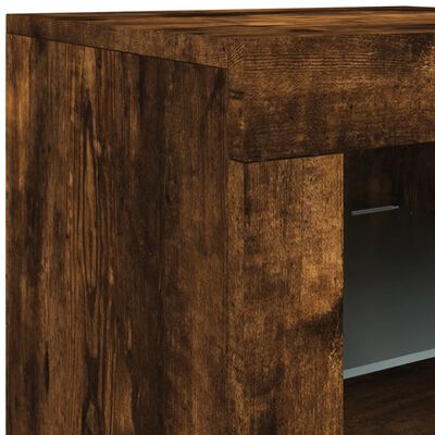 vidaXL Armoire latérale avec lumières LED chêne fumé bois d'ingénierie