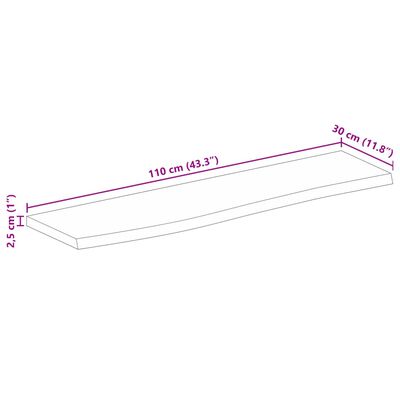 vidaXL Dessus de table à bord vivant 110x30x2,5cm bois massif manguier