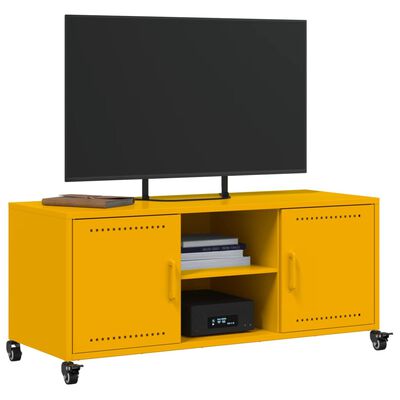 vidaXL Meuble TV jaune moutarde 100,5x39x43,5 cm acier