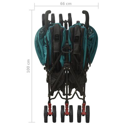 vidaXL Poussette à deux places Vert Acier
