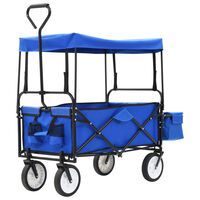 vidaXL Chariot à main pliable avec toit Acier Bleu