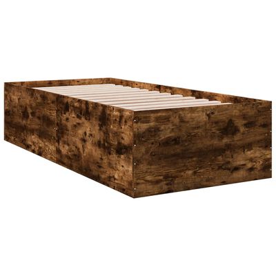 vidaXL Cadre de lit chêne fumé 100x200 cm bois d'ingénierie