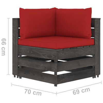 vidaXL Salon de jardin 5 pcs avec coussins Bois imprégné de gris