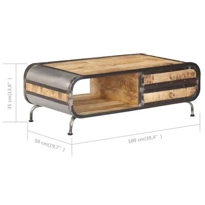 vidaXL Table basse 100x50x35 cm Bois de manguier massif