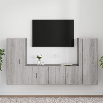 vidaXL Ensemble de meubles TV 4 pcs Sonoma gris Bois d'ingénierie