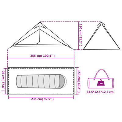 vidaXL Tente de camping tipi 1 personne orange imperméable