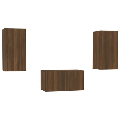 vidaXL Ensemble de meubles TV 3 pcs Chêne marron Bois d'ingénierie