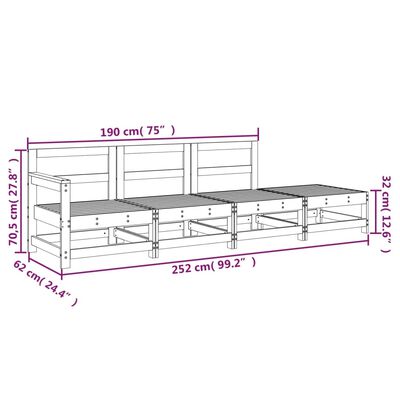 vidaXL Salon de jardin 4 pcs gris bois massif de pin