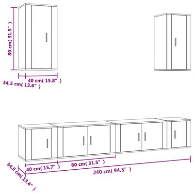 vidaXL Ensemble de meubles TV 6 pcs Blanc Bois d'ingénierie