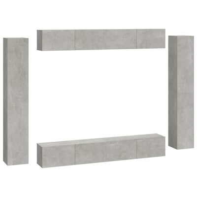 vidaXL Ensemble de meubles TV 8 pcs Gris béton Bois d'ingénierie