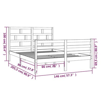 vidaXL Cadre de lit Bois massif 140x200 cm