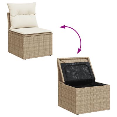 vidaXL Salon de jardin avec coussins 6 pcs beige résine tressée