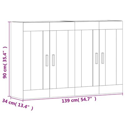 vidaXL Armoires murales 2 pcs gris béton bois d'ingénierie