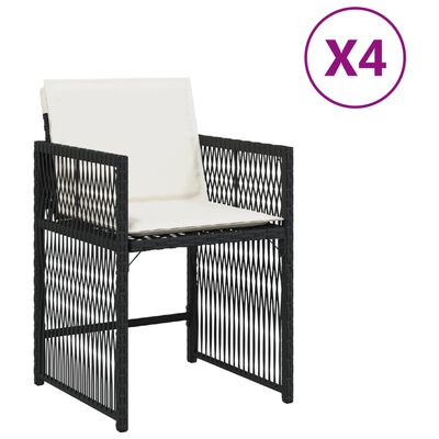 vidaXL Chaises de jardin lot de 4 avec coussins noir résine tressée