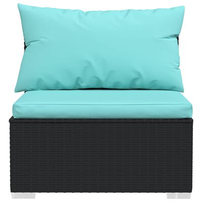 vidaXL Salon de jardin 9 pcs avec coussins Résine tressée Noir