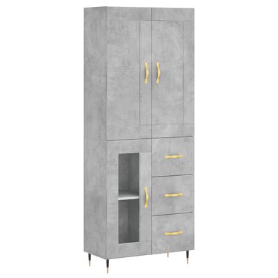 vidaXL Buffet haut Gris béton 69,5x34x180 cm Bois d'ingénierie