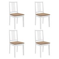 vidaXL Chaises à manger avec coussins lot de 4 blanc bois solide