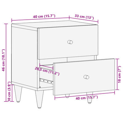 vidaXL Tables de chevet 2 pcs 40x33x46 cm Bois de manguier solide