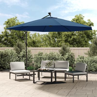 vidaXL Parasol déporté avec lumières LED Bleu azuré 350 cm