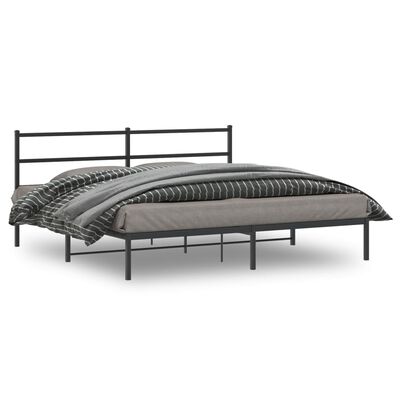 vidaXL Cadre de lit métal sans matelas avec tête de lit noir 200x200cm