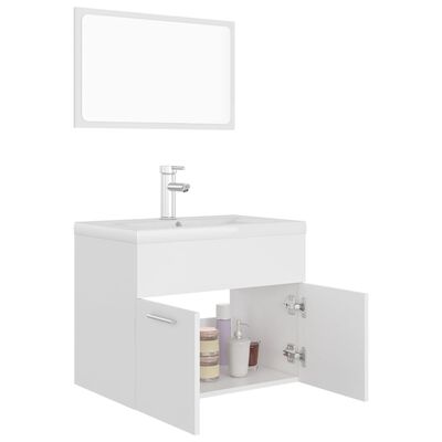 vidaXL Ensemble de meubles de salle de bain Blanc Aggloméré