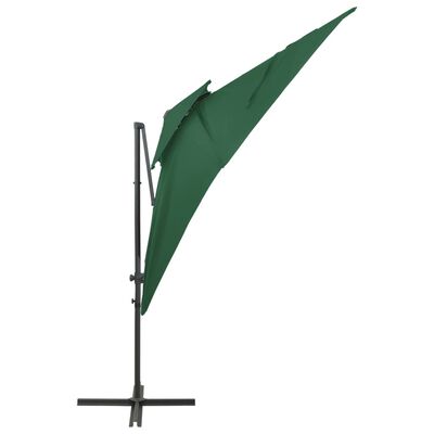 vidaXL Parasol de jardin en porte-à-faux à double toit vert 250x250 cm