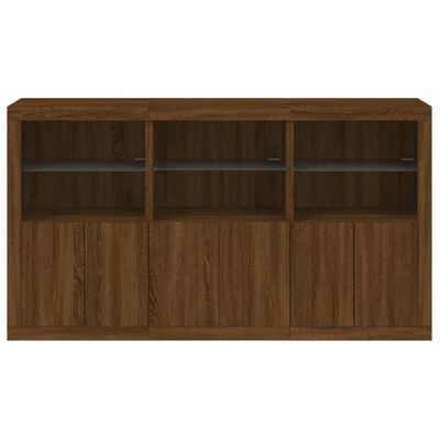 vidaXL Buffet avec lumières LED chêne marron 181,5x37x100 cm