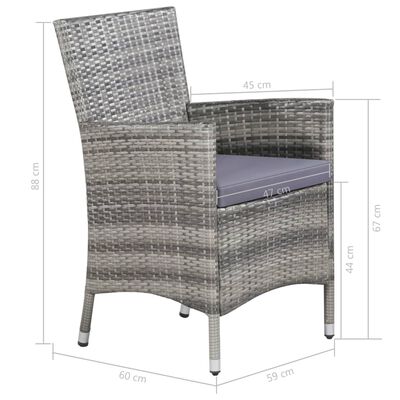 vidaXL Ensemble à manger d'extérieur 11pc coussins Résine tressée Gris