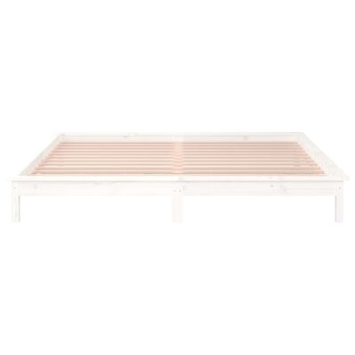 vidaXL Cadre de lit à LED sans matelas blanc 160x200 cm bois massif