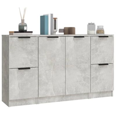 vidaXL Buffets 3 pcs gris béton bois d'ingénierie